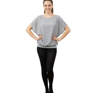 New Neineiwu Women Blouse Medium Gray Boat Neck Sleeveless Lined Chiffon Career